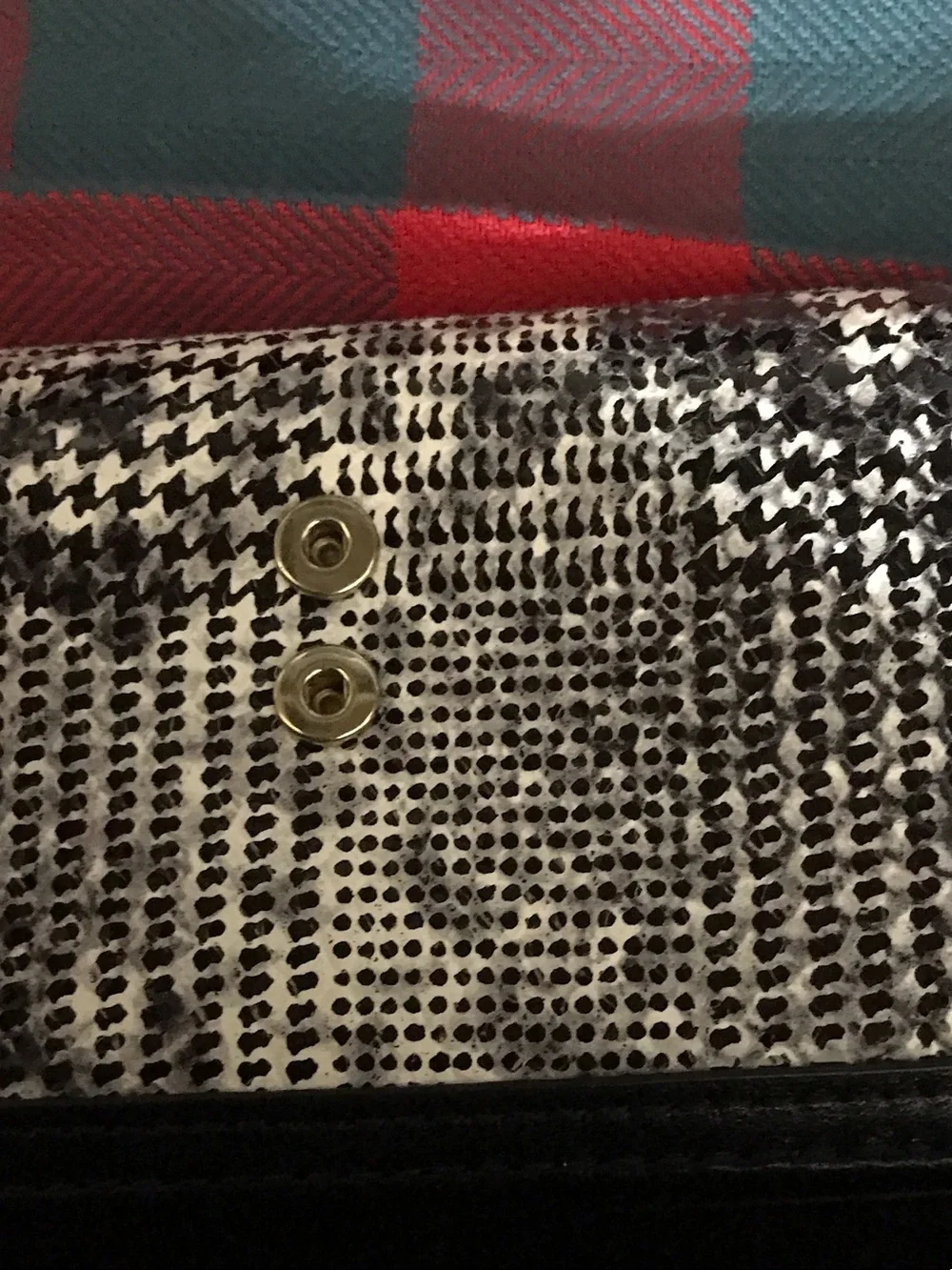 Brahmin Black & White Snake-Print Envelope Clutch